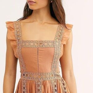 Free People FP ONE Verona Lace Mini Dress in Peach, L
